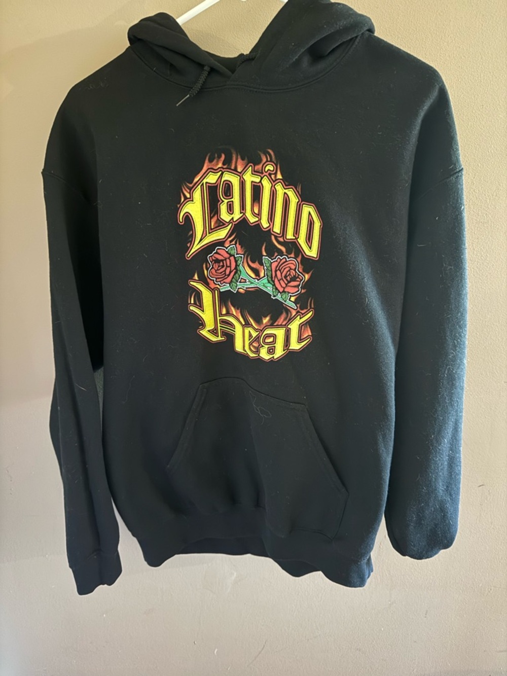 WWE Eddie Guerrero Latino Heat Black Hoodie with Rose Graphic Hoodie M